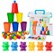 Counting Bears with Matching Sorting Cups,Pre-School Math Learning Games with 2 Dices,Color Recognition STEM Educational Toy for Toddler Bonus Tweezers, Storage Box, Activity Cards